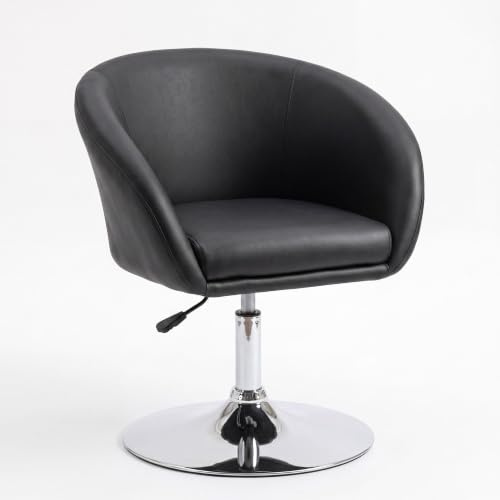 FineBuy Relaxsessel Kunstleder Schwarz Drehbar, Cocktailsessel | Loungesessel mit Trompetenfuß, Clubsessel in Leder-Optik bis 120 kg, sicherer Stand, bequeme Polsterung