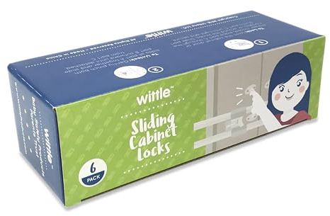 6-Pack Sliding Cabinet Locks - Reusable U-Shaped Child Cabinet Locks for Baby Proofing Cabinets, Drawers, Cupboards & More - No Tools, No Drilling, Easy to Use Child Proof Cabinet Latches by Wittle