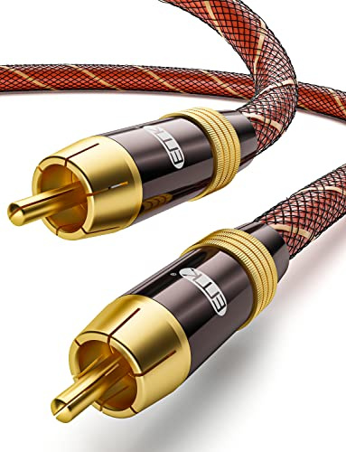EMK Câble coaxial numérique pour caisson de basses RCA vers RCA 75 ohms SPDIF - Câble coaxial blindé plaqué or pour systèmes HiFi, barre de son, DAC, home cinéma, amplificateurs
