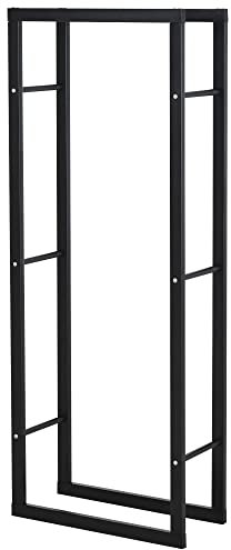 HOMCOM Porta Legna da Interno Verticale con Portata 100 kg max, Legnaia da Esterno e Interno in Metallo, 60x25x150 cm, Nero