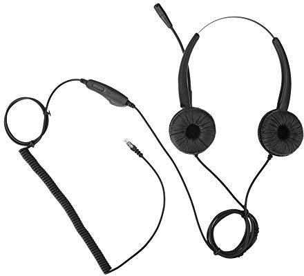 Cuffia Per Call Center RJ9 Con Microfono a Cancellazione Di Rumore - Con Funzione Di Controllo Volume In Corno, Design Ergonomico, Adatto Per Casella Di Chiamata Professionale, Telefono Di Rete Voip