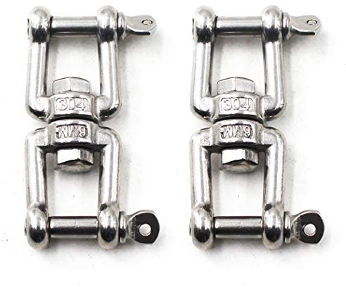 Flomore M8 Swivel Double Shackle 304 Stainless Steel Boat Anchor Chain Connectors (Pack of 2)