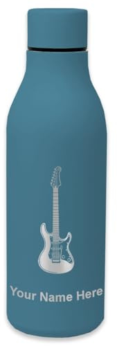 LaserGram Double Wall Stainless Steel Water Bottle, Electric Guitar, Personalized Engraving Included (Slate Blue)