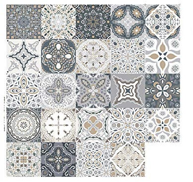 24 pegatinas de pintura para azulejos de pared, autoadhesivas, impermeables, grandes, morrocanas, vintage, de PVC, mosaico, cuarto de baño, cocina, a prueba de aceite, para el hogar (15 × 15)