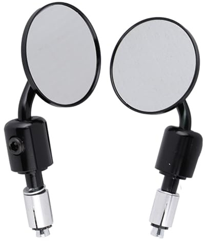 EVGATSAUTO Motorrad Rückspiegel, 1 Paar 7/8 Zoll Runde Lenker Seitenspiegel für Motorrad Roller (Schwarz)