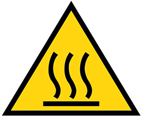 SICUREZZA SHOP ADESIVO PERICOLO SUPERFICI CALDE 120x120mm Vinile Giallo Segnale di pericolo Avvertimento