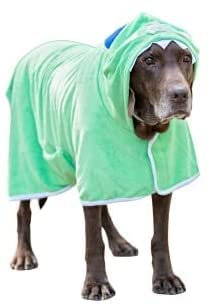 BoxDog Tragbares Mikrofaser-Hundehandtuch mit Monster-Kapuzenpullover | weicher Hunde-Bademantel (mittel)
