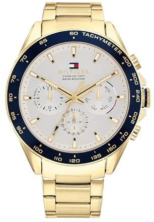Tommy Hilfiger Reloj Analógico de Cuarzo Multifunción para Hombre con Correa de Acero Inoxidable de Color Dorado - 1791969