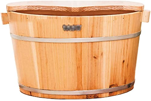 Foot Tub Wooden Foot Basin Footbath Tub, Fragrant Fir Foot Bath Barrel, Wooden Foot Washing Bucket, Household Foot Soaking Basin, Pain Fatigue Relief Sauna Foot Washing Barrel (Color : 4),Massage Roll