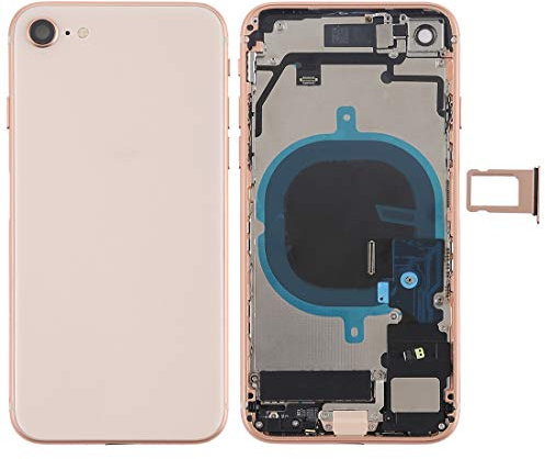 High-Tech Place Batterie Couvercle arrière avec Touches latérales et vibrateur et Haut-Parleur Fort et Bouton d Alimentation + Bouton de Volume câble câble et bac à Cartes pour iPhone 8 (Noir)