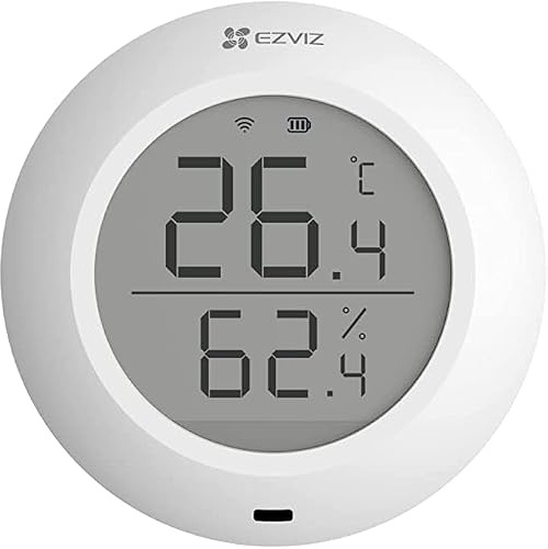 EZVIZ T51C Sensor de Temperatura y Humedad Inalámbrico, Termómetro e Higrómetro Dos en Uno, Monitor Inteligente para Detectar y Alertar Temperatura y Humedad