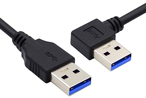 CY Abgewinkeltes USB 3.0 Typ-A-Stecker auf gerader 3.0-Typ-A-Stecker, Datenkabel 5 Gbit/s, 90 Grad links gewinkelt, 40 cm, 5 Gbit/s