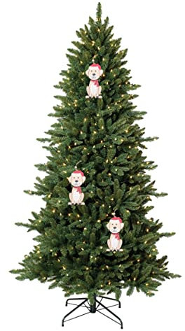 Garneck 4stücke Holzanhänger Für Weihnachten in Hundeform Handgefertigte Wanddekoration Aus Holz Weihnachtsbaumanhänger Aus Holz Mit Glocke
