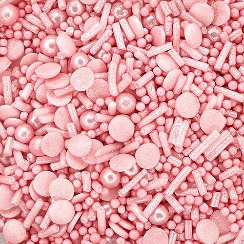A Pinch Of - Glimmer Pink Cake Topper Sprinkles - 30g Edible Shimmer Cupcake Decorations - Valentines Day, Doll & Princess Themed Parties - Colour Medley