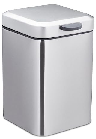 Relaxdays Cestino da Bagno da Muro, 6 Litri, Chiusura Automatica, Secchio Interno Estraibile, in Acciaio Inox, Argento, 29,5 x 20 x 27 cm