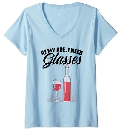 At My Age I Need Glasses Martini Cocktail Martini Lovers V-Neck T-Shirt