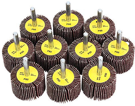BomDog 10Pcs Sanding Drill Bit, Abrasive Flap Wheel Sander 1.6 X 1 X 0.2In Flap Wheel Sander Set, Abrasive Sandpaper Flap Sanding Wheel Grinding Head Rotary Tool