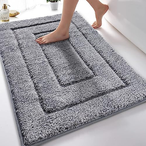 DUNSOO Badrumsmatta, halkfri tvättbar, mjuk badrumsmatta vattenabsorberande mikrofiber badmatta för dusch, badkar och toalett - grå