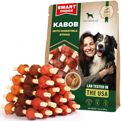 Dog Treats Rawhide - Free Kabobs with Duck & Chicken Human Grade Meat 300 Gr - All Natural Pet Dried Snacks & Grain Free Long Lasting Chews for Large & Small Dogs (Jerky Protein Kabob)