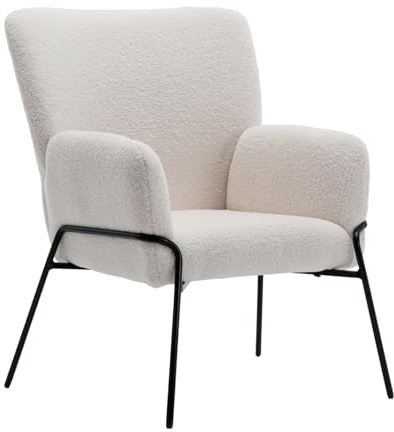 SVITA FREIA Loungesessel Wohnzimmersessel Cocktailsessel Polstersessel Wohnzimmer Moderner Akzentstuhl mit Lehne Relaxsessel Weiß