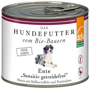 defu Hundefutter | 12 x 200 g | Bio Ente Sensitiv getreidefrei | Premium Bio Nassfutter Menü | Alleinfuttermittel für Hunde
