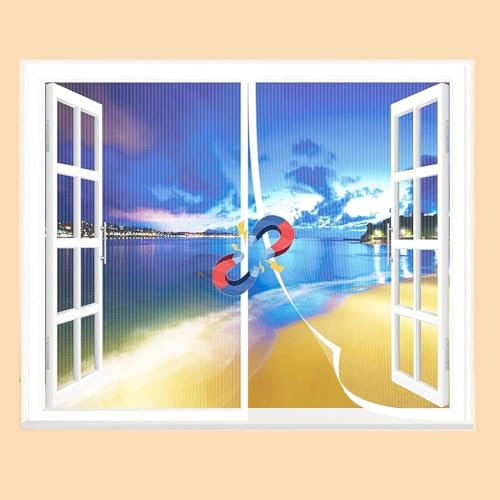 Magnetic Fly Screen Window 80x130cm (WxH) DIY Made to Measure, Fly Curtain Hands Free, Mosquito net Magnetic, Insect Protection Balcony Door - White