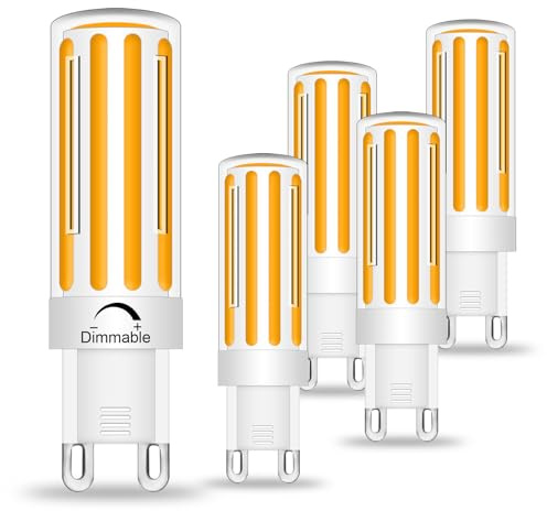 LFLAMPON G9 LED Bulb Dimmable 8W, 60-80 Watt T4 G9 Halogen Equivalent, 2700K Soft Warm White, Ceramic G9 Bi Pin Base, 120V 800LM for Chandelier Ceiling Pendant Lighting(5 PCS)