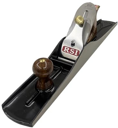 RSI Cric en fer n° 07 – Poignées en bois – Écrous en laiton – Rabot à main de 56 cm avec lame de 6,1 cm – Lame supplémentaire et brise-copeaux