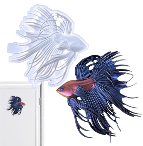 Generisch Fisch-Silikonform, Silikon-Fischform,Silikonform für Betta Fish Resin Crafts - Handgefertigte Formen zur Herstellung von Wandornamenten, Formen für Wandschilder, Desktop-Dekorationen für
