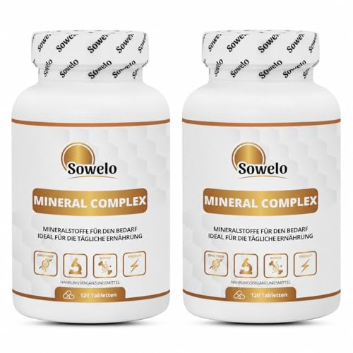 Mineral Complex – 9 essentielle Mineralstoffe 120 Tabletten (60 Portionen) | Magnesium, Zink, Eisen, Selen, Chrom & mehr - EU -Herstellung – Sowelo