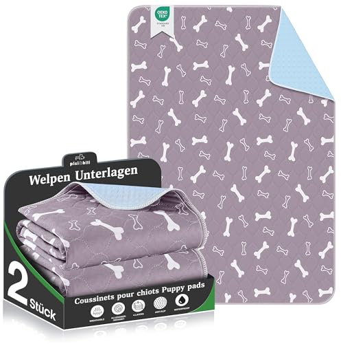 Pisi Bili Inkontinenzunterlage für Haustiere 2er Set 90x100 cm – Waschbare, saugstarke, Oeko-Tex zertifizierte Trainingspads und Wiederverwendbare Urinunterlagen für Hunde, Katzen und Meerschweinchen