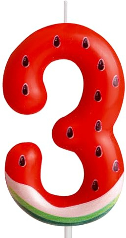Zahlen 3 Geburtstagskerzen rot alles Gute zum Geburtstag Wassermelone Thema Kerzen Kuchendekoration, Geburtstag Party Dekoration Kerzen Jahrestag Feier Geburtstag Geschenk