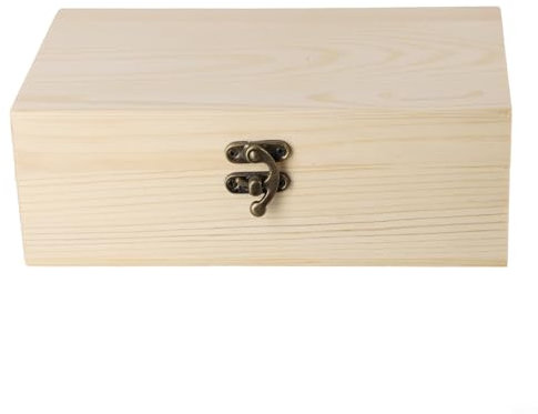 FACULX Joyero de madera hecho a mano, almacenamiento de madera de pino con cierre de bloqueo y tapa sólida, caja de joyería para decoración de manos, caja de almacenamiento de joyas (M)