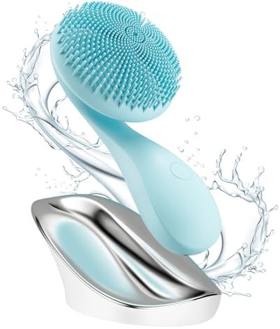 Ccigedy Cepillo de limpieza facial, limpiador ultrasónico de rostro/cuerpo, 4 modos de función, cuentas magnéticas giratorias, impermeable, recargable, portátil, mango ergonómico, rejuvenecimiento de