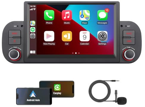 KTTCORLP Autoradio per Fiat Panda 2013-2020 con Carplay/Android Auto/Mirrorlink Radio Schermo tattile Supporto, 7 pollici Touchscreen Bluetooth/FM/AM/USB/EQ