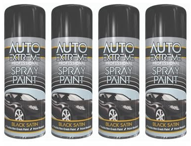 GSV Essentials 400 ML Black Satin Spray Paint, Quick Drying Satin Spray, All Purpose Black Aerosol Paint Ideal for Vehicles, Furniture, Metal, Wood, DIY Applications (4PCS)