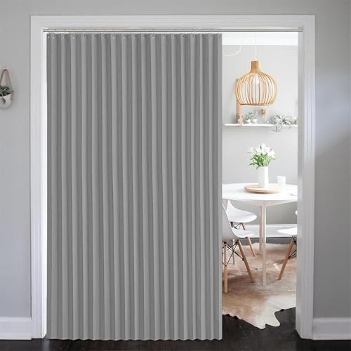 SK Studio Magnetischer Türvorhang, Thermovorhang Gegen Kälte und Hitze Faltvorhang Raumtrenner mit Ösen für Schlafzimmer, Zimmer, Wohnzimmer, Grau, 140x241cm