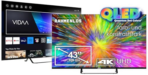 JTC-24 Rahmenloser 43“ QLED UHD Smart TV JTCSQ43U39430FL mit Vidaa Betriebssystem