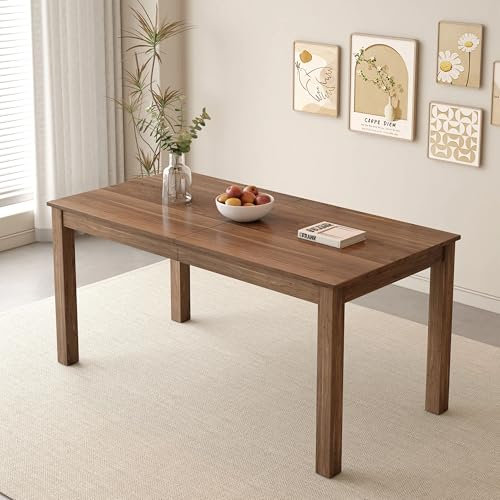 GOLDFAN Esstisch Küchentisch 160 x 80cm Esszimmertische aus Holz Rechteckiger Tischbeine Industrial Style Holztisch Küchentisch Tisch küche für 4-6 Personen, Walnuss