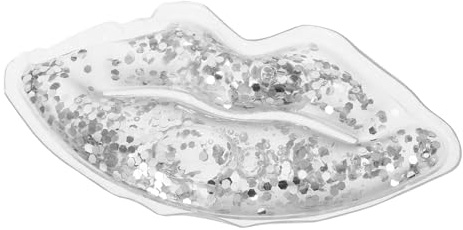 Mini Maschera Gel Occhi a Forma di Labbra Riutilizzabile Pvc | Argento, Design Ergonomico con Finitura Brillante, Uso Versatile per Beauty Routine e Care