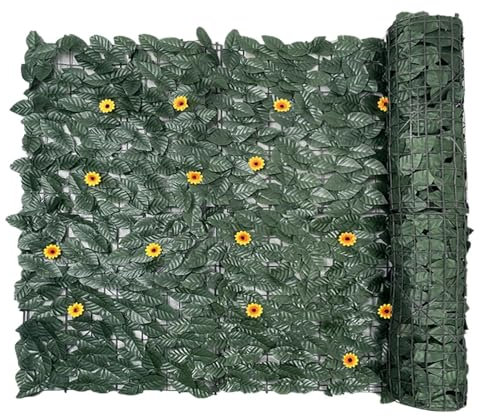 Ivy artificial -IVY SHOT Fence - Pantalla de intimidad del balcón, decoración del jardín al aire libre | Panel decorativo Follaje sintético para protección contra el balcón al aire libre, pantalla de