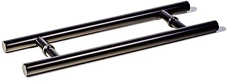 18 Inch Total Length Modern Stainless Steel Front Door Handles Matte Black Paint Finish, Internal External Door Pull Push Handle for Single or Double Doors Sliding Barn Doors, Round Shaped Bar