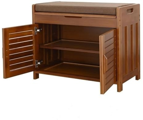 Banco de Entrada con cojín y Puerta corredera, Zapatero, Zapatero, Organizador de Zapatos para Sala de Estar, Dormitorio, Pasillo, fácil Montaje.
