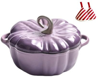 Cocotte In Ceramica, Robusta Casseruola Da Dessert In Ceramica A Forma Di Zucca Con Coperchio E Morsetto Triangolare Termoisolante, Forno Olandese Profondo Antiaderente Con Due Manici(25cm/9.84in)