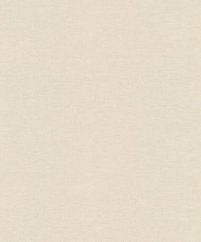 Rasch Tapete Leinenoptik Farm Living - Schlichte Vliestapete Uni in Beige Creme für ein elegantes Wohnambiente - Robust und Abwaschbar - 10,05 m x 0,53 m