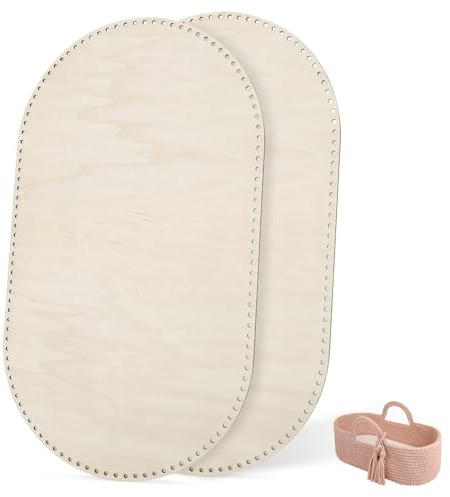 2 Stück Häkeln Korbboden 70x40cm Holzboden für Häkelkorb Holz Basis Häkeln Naturholzkorbboden,Kreis Selfmade Bodenplatte für DIY Korb Webbedarf, Häkeln Korbboden Platte