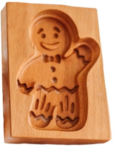 Moldes de madera para galletas, molde de sellos para galletas con relieve de hombre de jengibre 3D para cocina de Navidad, herramientas para hornear DIY, sello de prensa