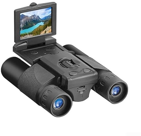Vasiumic Binocolo digitale 10 x 25 con fotocamera, registrazione 1080p, immagine 5 MP, display LCD da 2 pollici, portatile per viaggi, sport, concerti, caccia (nero)