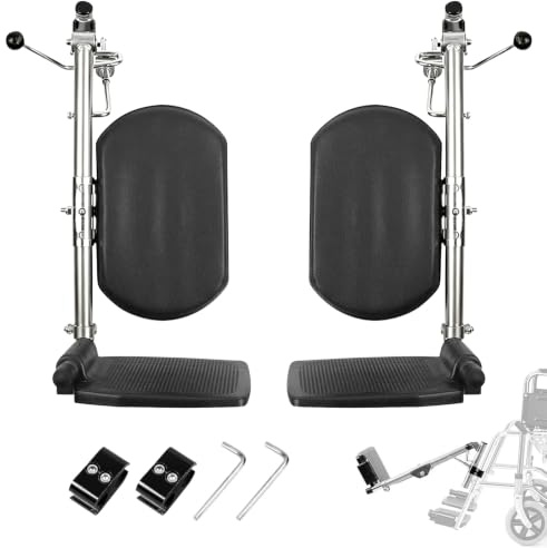 2er Fußstütze für Rollstühle, Verstellbare Rollstuhl Beinstützen | Winkelverstellung 90°-180°, Bis 100 kg, Anhebbare Beinstützen für Rollstühle, Universell Ersatz für Fußstütze mit Gepolstert