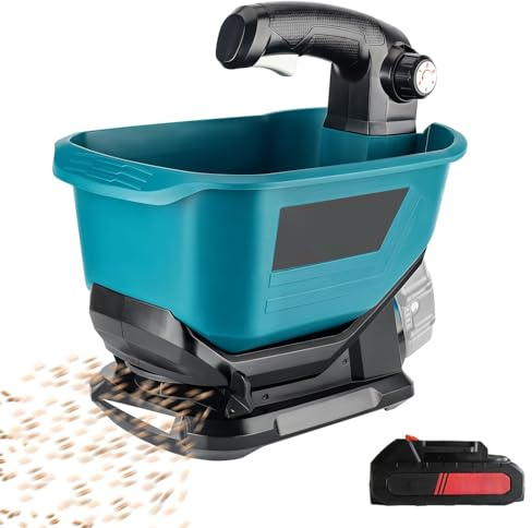 Esparcidor de Semillas inalámbrico, esparcidor de jardín eléctrico de 3.3L, 8 configuraciones, 6 ángulos de fertilización, Semillas de césped, Fertilizante, Sal de roc Machine + 1 Battery + 1 Charger